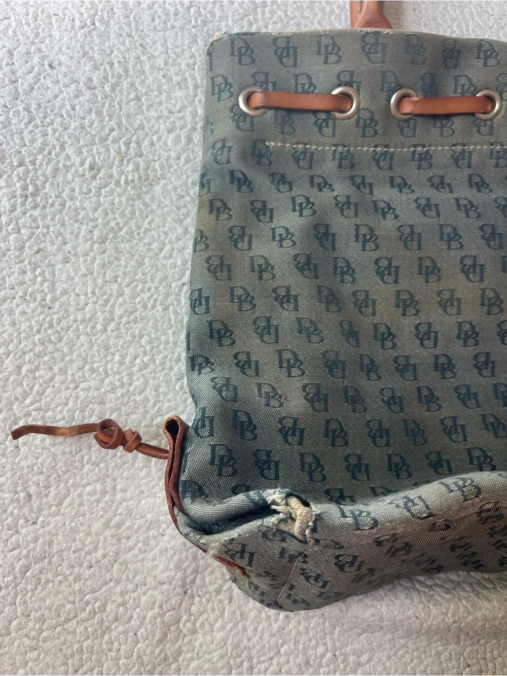DOONEY & BOURKE BLUE GREY MONOGRAMMED SHOULDER TOTE LEATHER